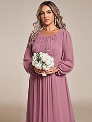 Ever-Pretty Women's Round Neck Long Lantern Sleeves