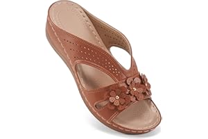 Ecetana Sandals for Women Wedge Shoes: Slip On Dressy Summer Comfortable Slides Sandals Lightweight Memory Foam Platform Shoes
