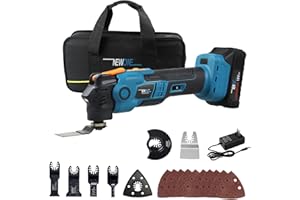 NEWONE Oscillating Tool Kit Compatiable with Makita 18V/20V Battery,Max Quick-release Anti-vibration Cordless Oscillating Multi-Tool,6 Variable Speed, Fast Charger,Carry Bag and 7pcs Saw Accessories
