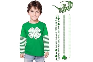 Alaiyaky Kids Boys St Patricks Day Shirts Toddler Long Sleeve Sweatshirt Clover Shamrock Shirt for Girls