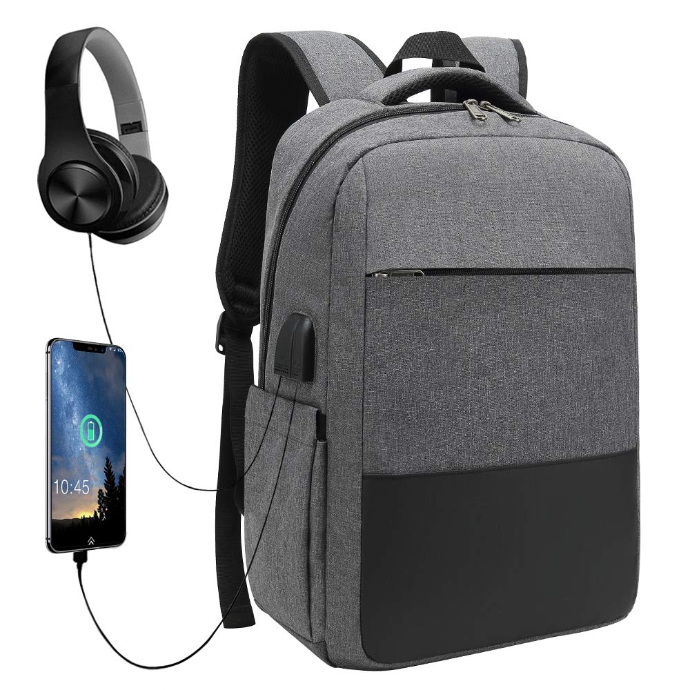 XQXA Travel Laptop Backpack,Business Backpack Bag with USB Charging Port/Earphone Port, Slim
