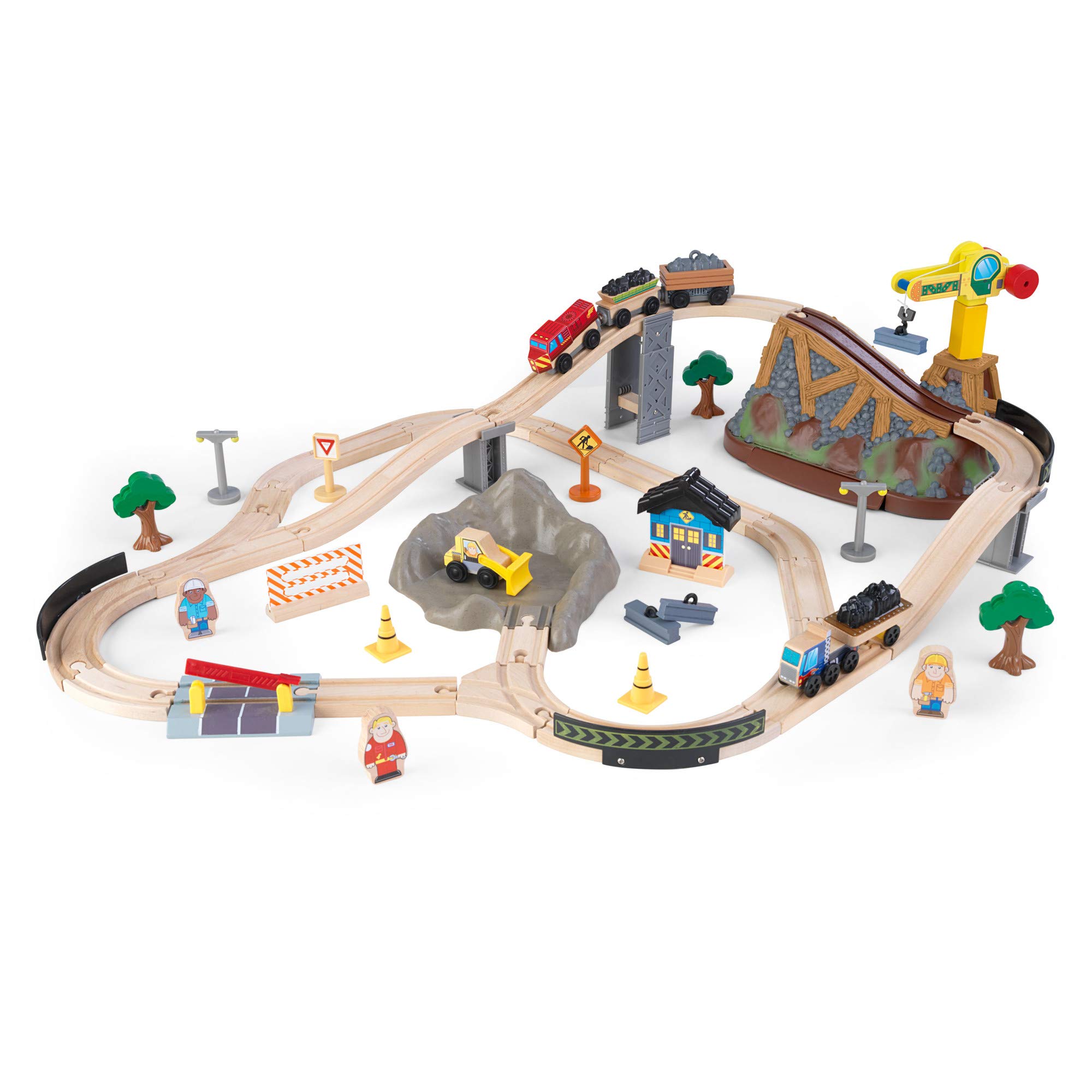 KidKraft Bucket Top Construction Wooden Train Set with Bulldozer