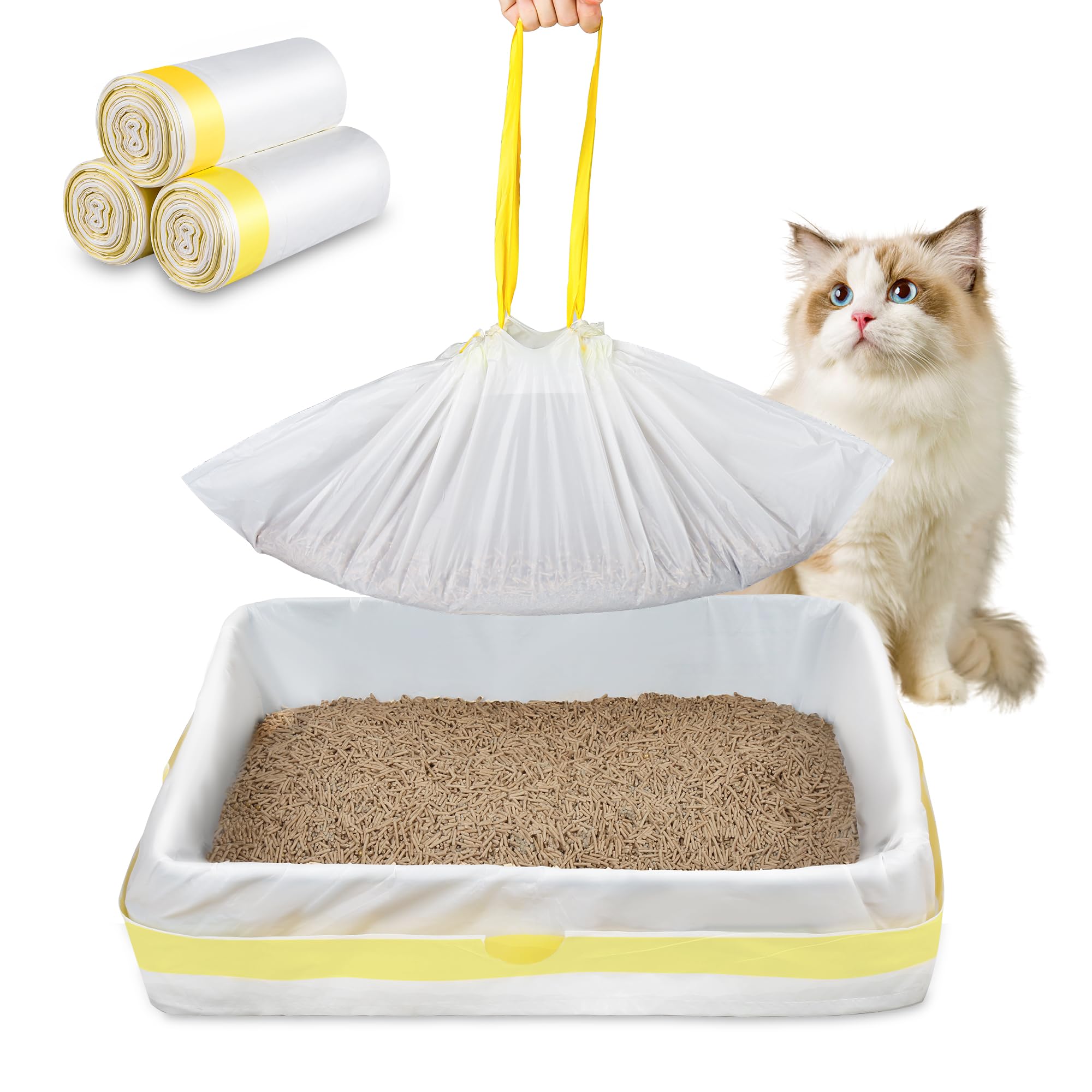 Photo 1 of Jumbo Cat Litter Box Liners 37" x 18",30 Count Jumbo Extra Thick With 3 Mil Cat Waste Litter Bags Extra Heavy Duty Large Drawstring Kitty Litter Pan Bags For Pet Supplies