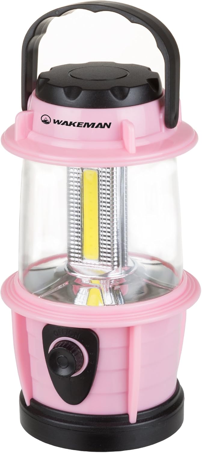 LED Lantern, Adjustable LED COB Outdoor Camping Lantern Flashlight With Dimmer Switch for Hiking, Camping and Emergency By Wakeman Outdoors (Pink): Sports & Outdoors