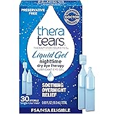 TheraTears Liquid Gel Nighttime Lubricating Eye Drops for Dry Eyes, Single-Use Vials, 30 Count