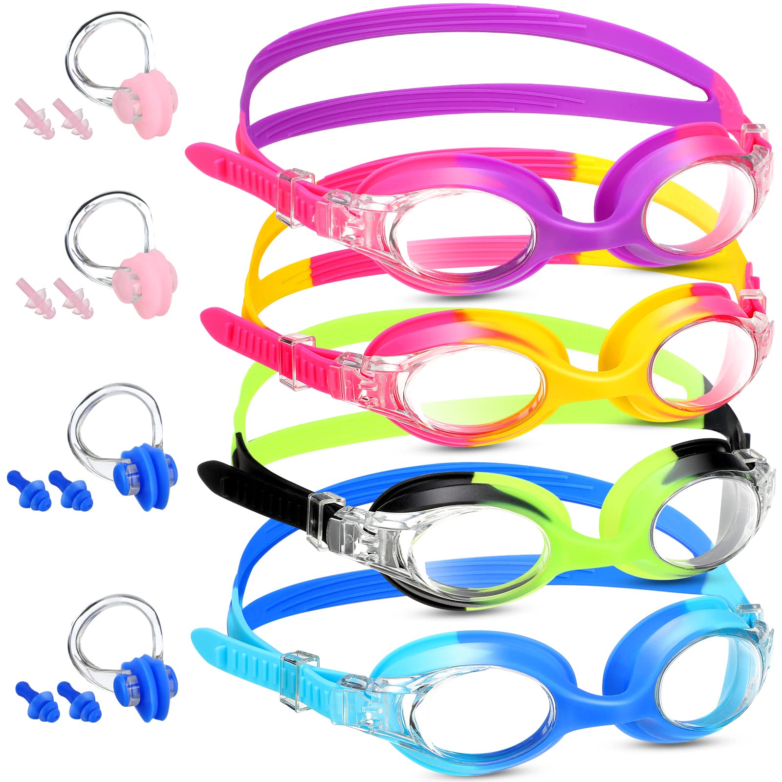 Photo 1 of Meooeck 4 Pairs Swimming Kids Goggles Anti Fog Clear Pool Swim Goggles with UV Protection for Pool Youth Boys Girls(Assorted Color)