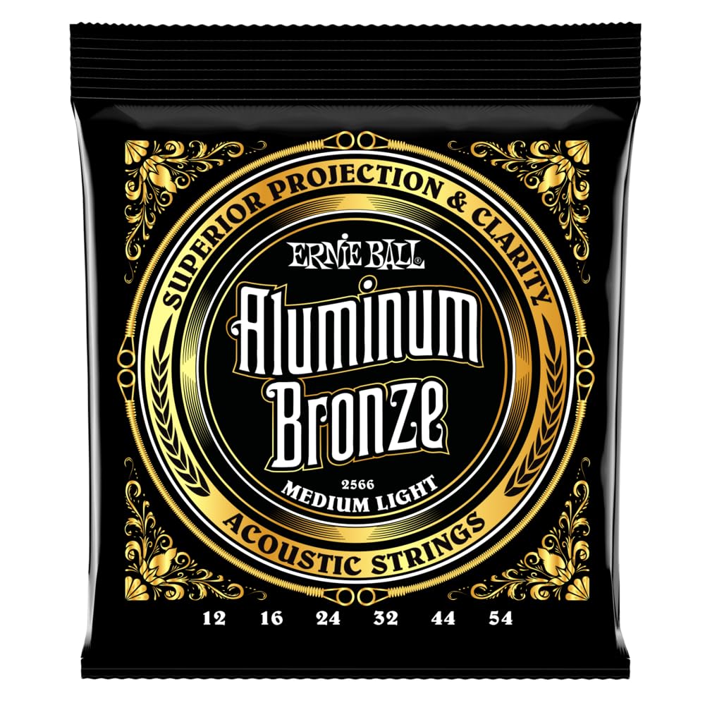 Ernie Ball Medium Light Aluminum Bronze Acoustic Guitar Strings - 12-54 Gauge