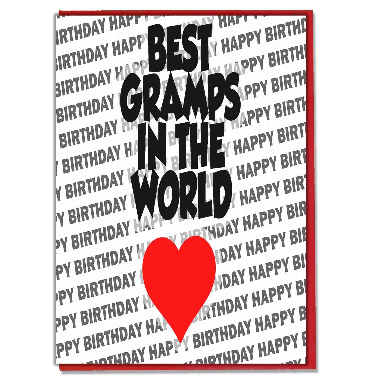 AK Giftshop Gramps Birthday Card/Greeting Card - Best Gramps In The World - Love Heart Design