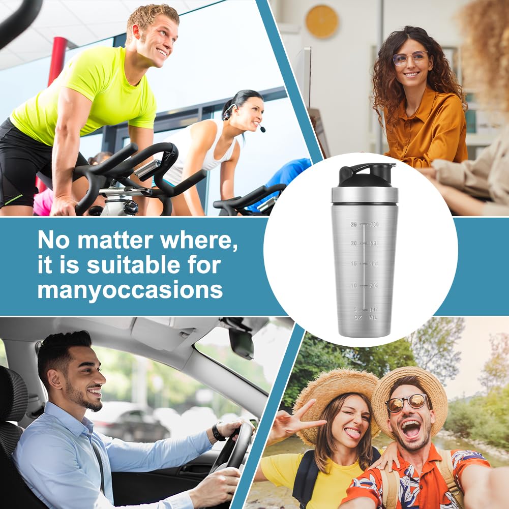 AOOWU Edelstahl Protein Shaker, 900 ml Shaker Eiweiß Sport Fitness mit Skala & Mixball & Schaumstoffbürste, Shakers - BPA Free/Leak Proof/Langlebiger/Geruchsneutraler, für Eiweiß, Diät, Fitness Shakes 9