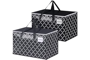 EpicTotes Extra Large Moving Bags, Heavy-Duty Storage Totes with Zipper Top and Sturdy Handles, Moving Supplies for Space Saving and Packing, Collapsible Storage Bags, Black & Gray, 125L, 2-Pack