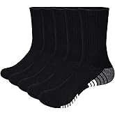 YUEDGE Women's Gym Tennis Training Athletic Cushioned Crew Socks For Women, Moisture Wicking Womens Socks, 5 Pairs