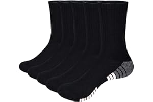 YUEDGE Women‘s Gym Training Athletic Socks, Terry Cushioned Crew Socks For Women, Moisture Wicking Womens Socks, 5 Pairs