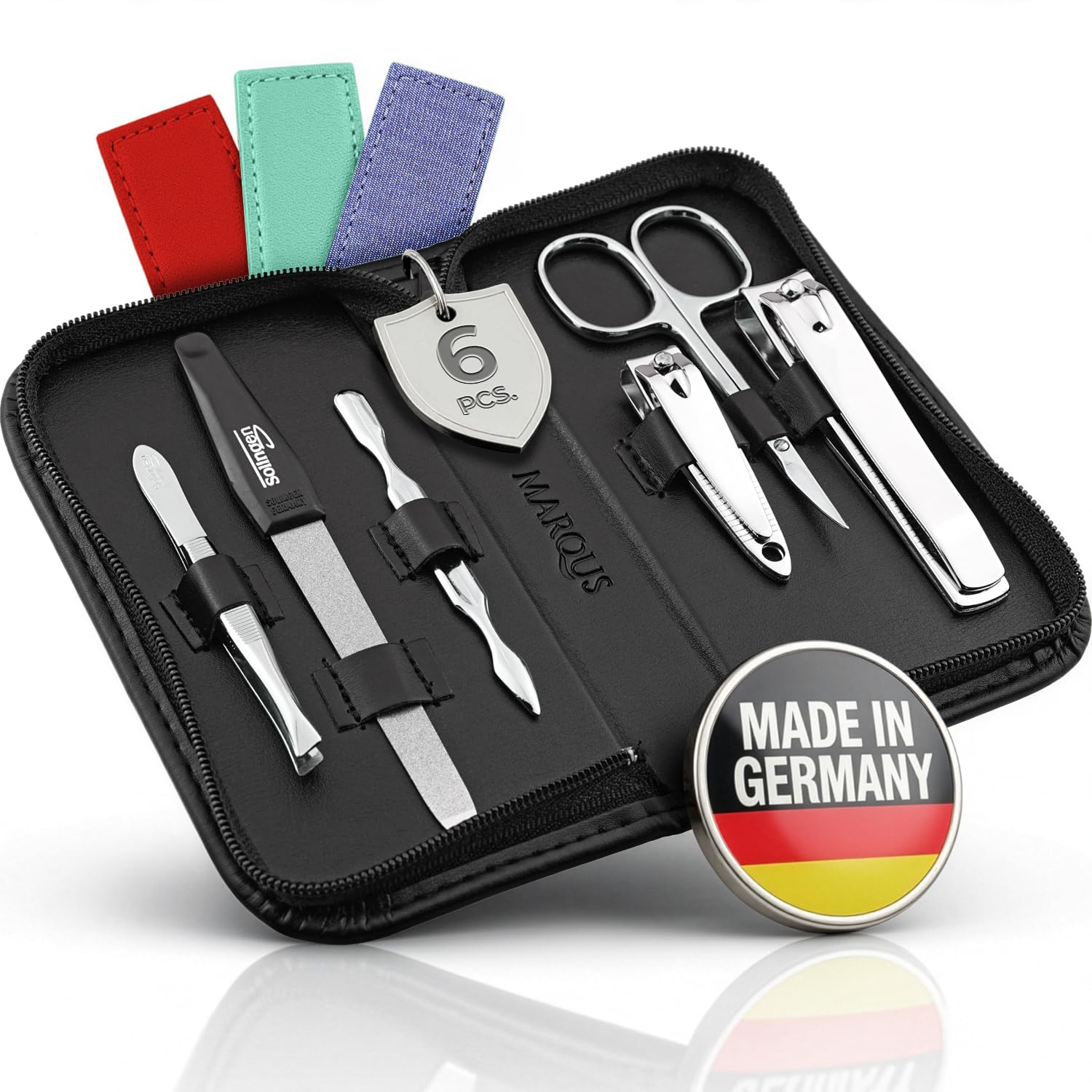 Solingen Manicure Set for Women and Men - 6-Piece Nail Grooming Kit - Pedicure Tools - Ideal for Travelling, as a present and home use, Black — image 1