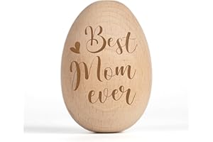 DINIZON Best Mom Ever Gifts Wooden Egg, Gifts For Mom Mother's Day, Easter, Birthday Present From Daughter, Son, Kids, Husband, Regalos Para El Día De Las Madres, Small Stuff To Get For Mothers Day Decoration