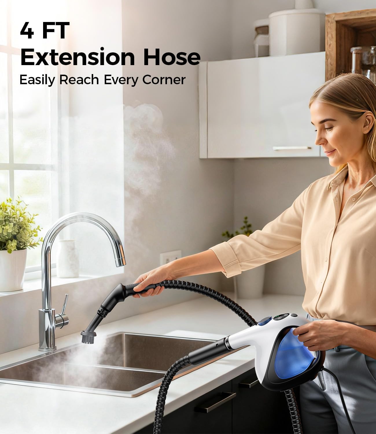 Handheld Steam Cleaner for Home 3s Instant Heat-Up No Need to Wait, Upgrade 2 LB Light Weight Easy Refill Portable Steamer Cleaner for Furniture Couch Grout Walls Kitchenware Cleaning