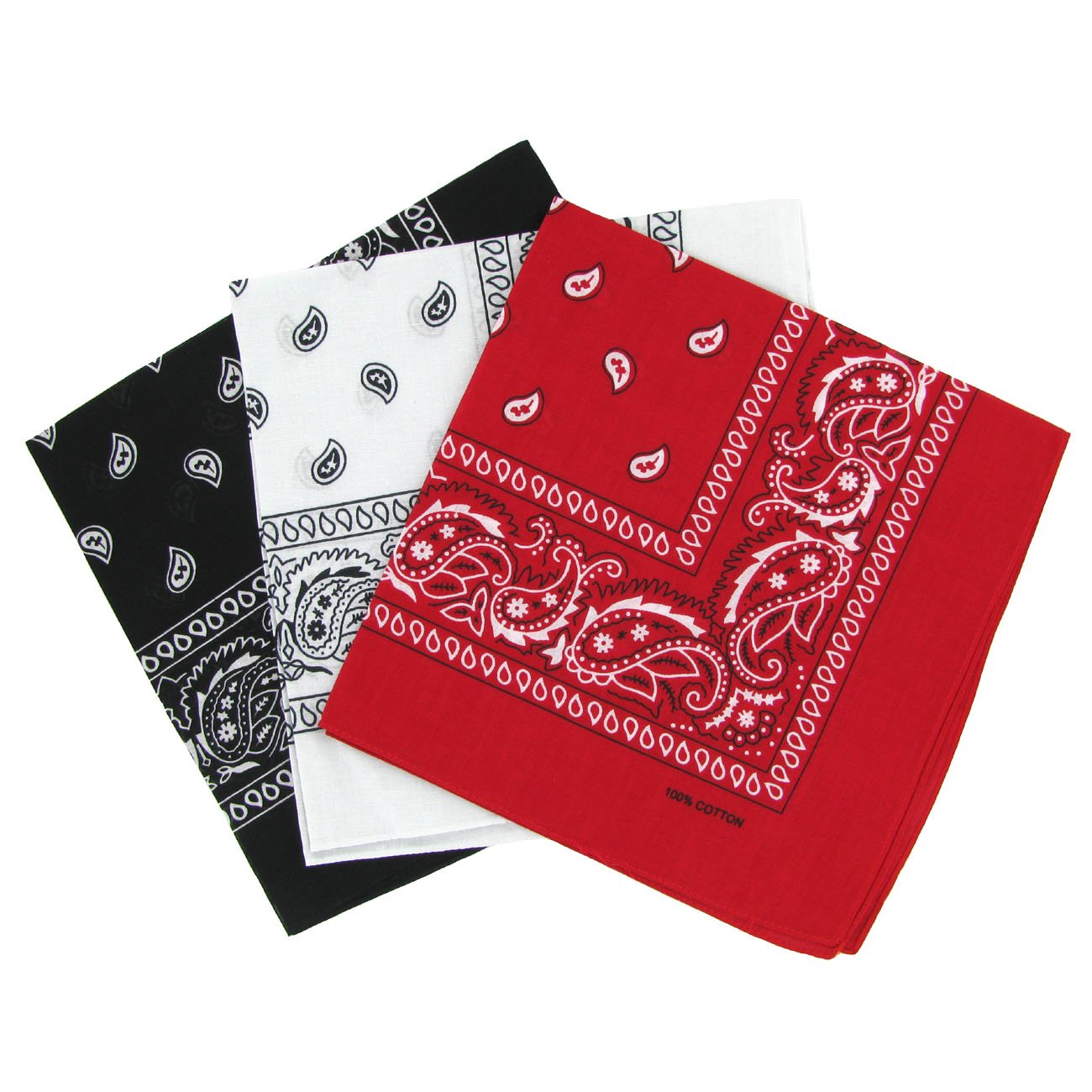 Cotton Paisley Bandana Scarf Headband 3 Pack Red White Black Buy