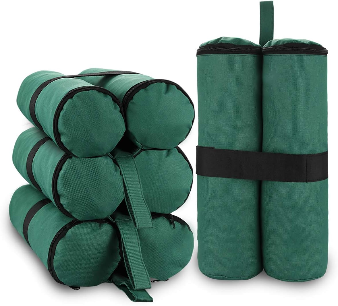 CRINEX New Weight Bag for Ez Pop Up Canopy Tent, Instant Outdoor Sun Shelter Canopy Legs - Set of 4-pack Multi-function Green Sand Bags for Gazebo Canopy, Beach Umbrella,Trampoline Anchors Replacement