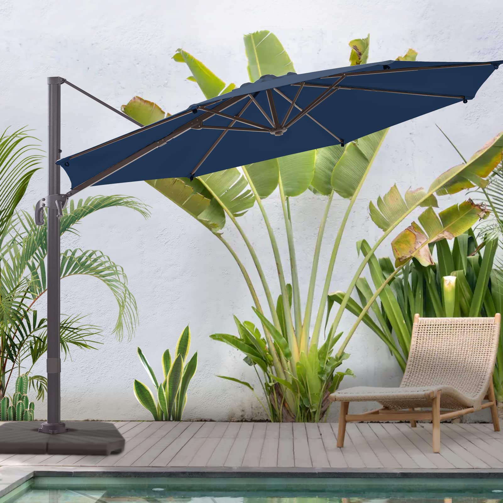 Photo 1 of ************FOR PARTS ONLY- MISSING PARTS*****************
BLUU SYCAMORE 10 FT Square Cantilever Patio Umbrella, Aluminum Outdoor Offset Umbrella with UV Protection Solution-dyed Fabric Canopy, 360° Rotation Infinite Tilt & Cross Base (Classic Blue)