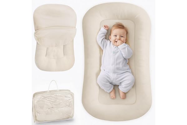 Infant Support Cushion - Baby Support Cushion for Newborn, 0-24 Months, Breathable Cotton Tummy Time Mat, Supervised Use, Portable Newborn Essentials for Home and Travel, Cream (Cover Included)