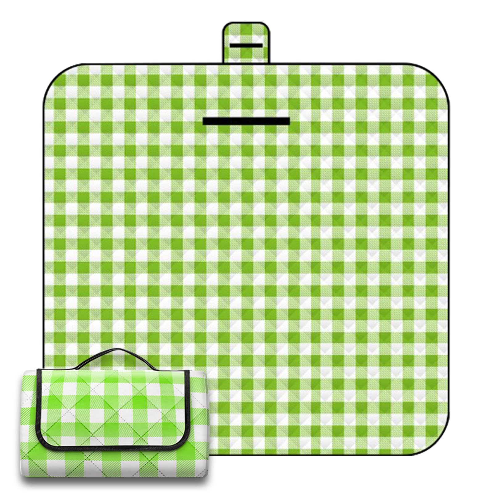 NCONCO Picnic Blanket, Extra Large Picnic Blankets with Carrying Handle, Waterproof Picnic Mat, Sandproof Machine Washable Beach Rug for Family, Beach, Hiking, Camping, (200x200cm Green Plaid)