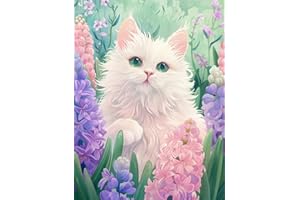 KEUASDV Paint by Numbers for Adults Beginners-Paint by Number Cat Flower,DIY Acrylic Paint by Numbers Kits on Canvas Flower Drawing Colorful Paintworks Artwork for Adults Beginner,16x20inch