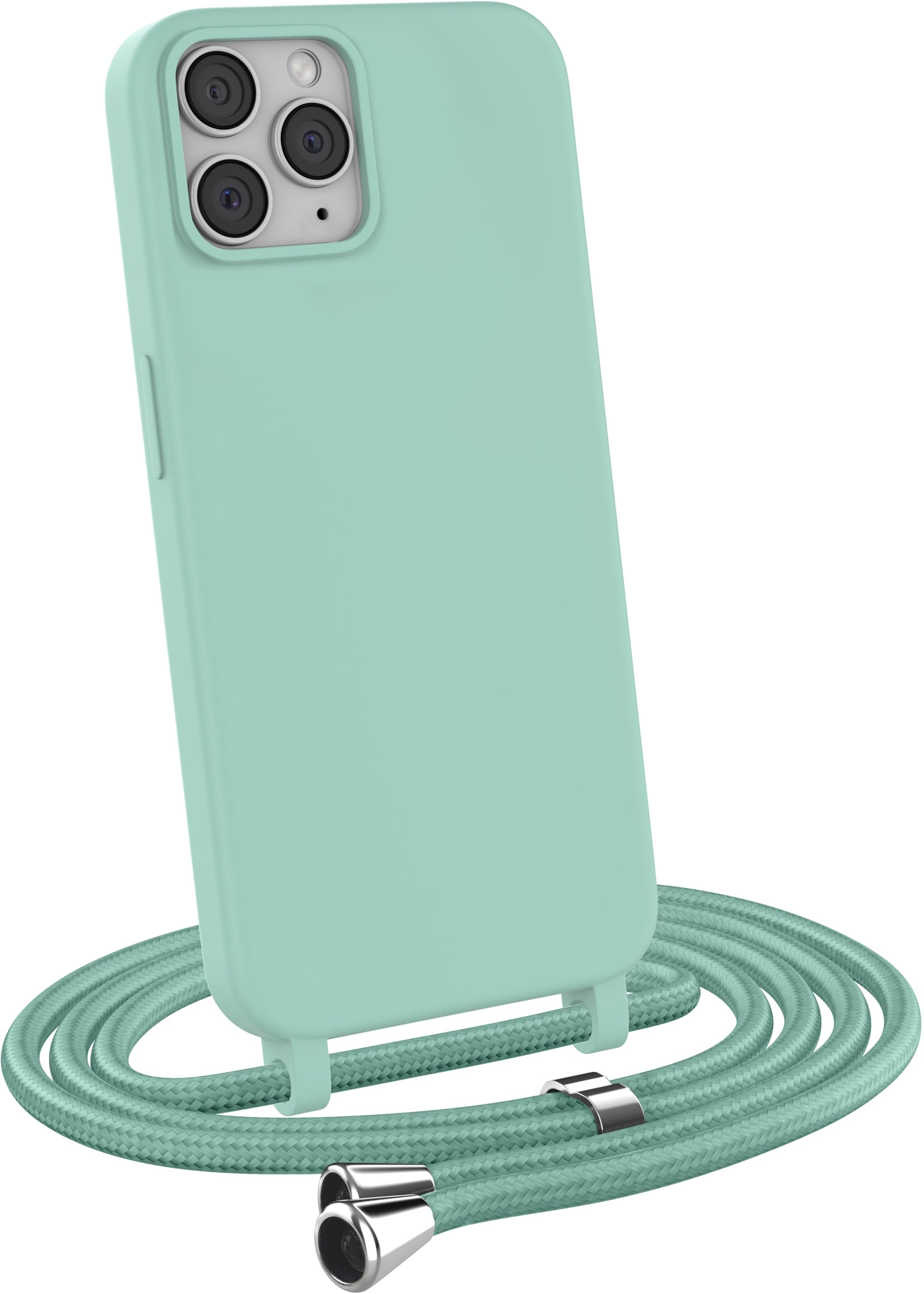 MyGadget Strap Case for Apple iPhone 11 Pro - Crossbody Phone Cover - TPU Silicone Case with Neck Holder - Cord Lanyard Carrier with Rope in Mint Green