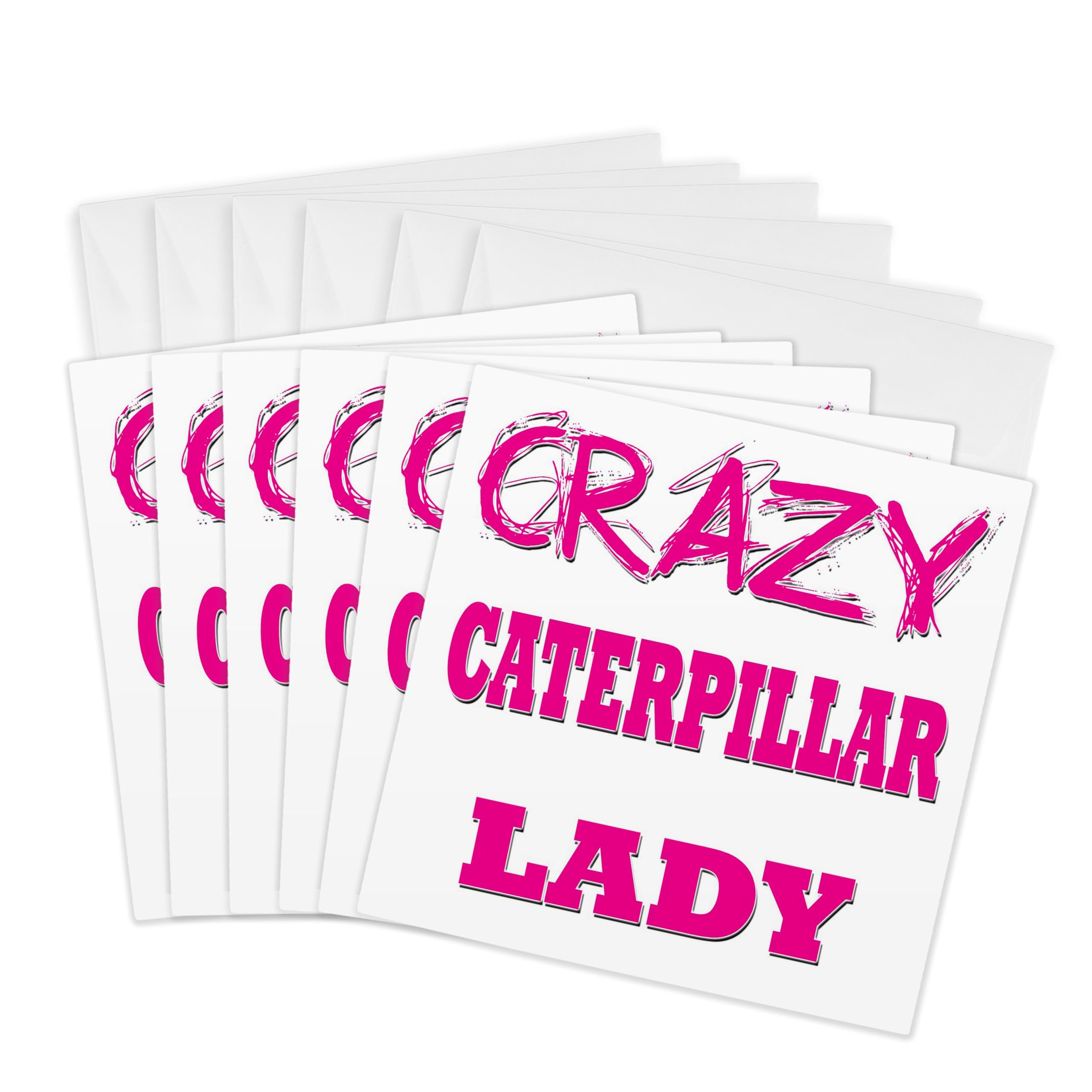 3dRose gc_174973_1 6 x 6-Inch "Crazy Caterpillar Lady" Greeting Card (Pack of 6)