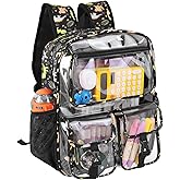 Clear Backpack for Boys, School Kids Heavy Duty See Through Bookbag Dinosaur Transparent Backpacks with Thicker Straps