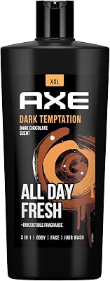 Gel de ducha y champú Dark Temptation XXL 3 en 1 para una frescura duradera y fragancia después de la ducha dermatológicamente probado, 700 ml