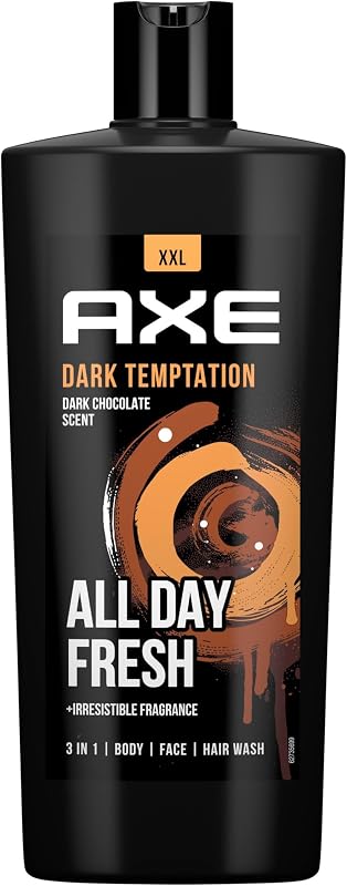 Gel de ducha y champú Dark Temptation XXL 3 en 1 para una frescura duradera y fragancia después de la ducha dermatológicamente probado, 700 ml