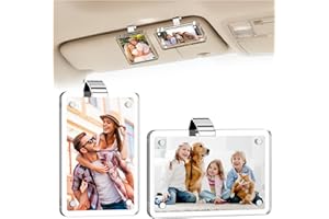 LIFTREMOTE 2Pcs Car Picture Holder, Acrylic Car Visor Photo Clip, Personalized Car Accessories Magnetic Car Sunshade Photo Frame for Adding Family or Personal Photos, Gifts for Christmas/Thanksgiving/Valentine's Day