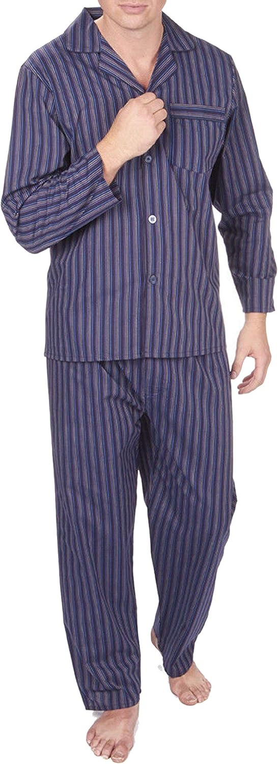 Mens Insignia Plain Poly Cotton Pyjamas Set Traditional Classic Cut Nightwear Men's Clothing