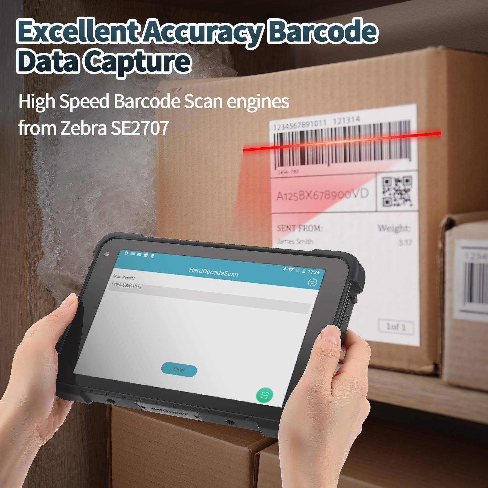 MUNBYN Rugged Android Tablet Scanner IRT01, 8-inch Tablet Android 10,Equip with Zebra SE2707 Scanner 700nit Heavy Duty Tablet IP67 MIL-STD-810G Sunshine Readable, Inventory Mobile Handheld Computer