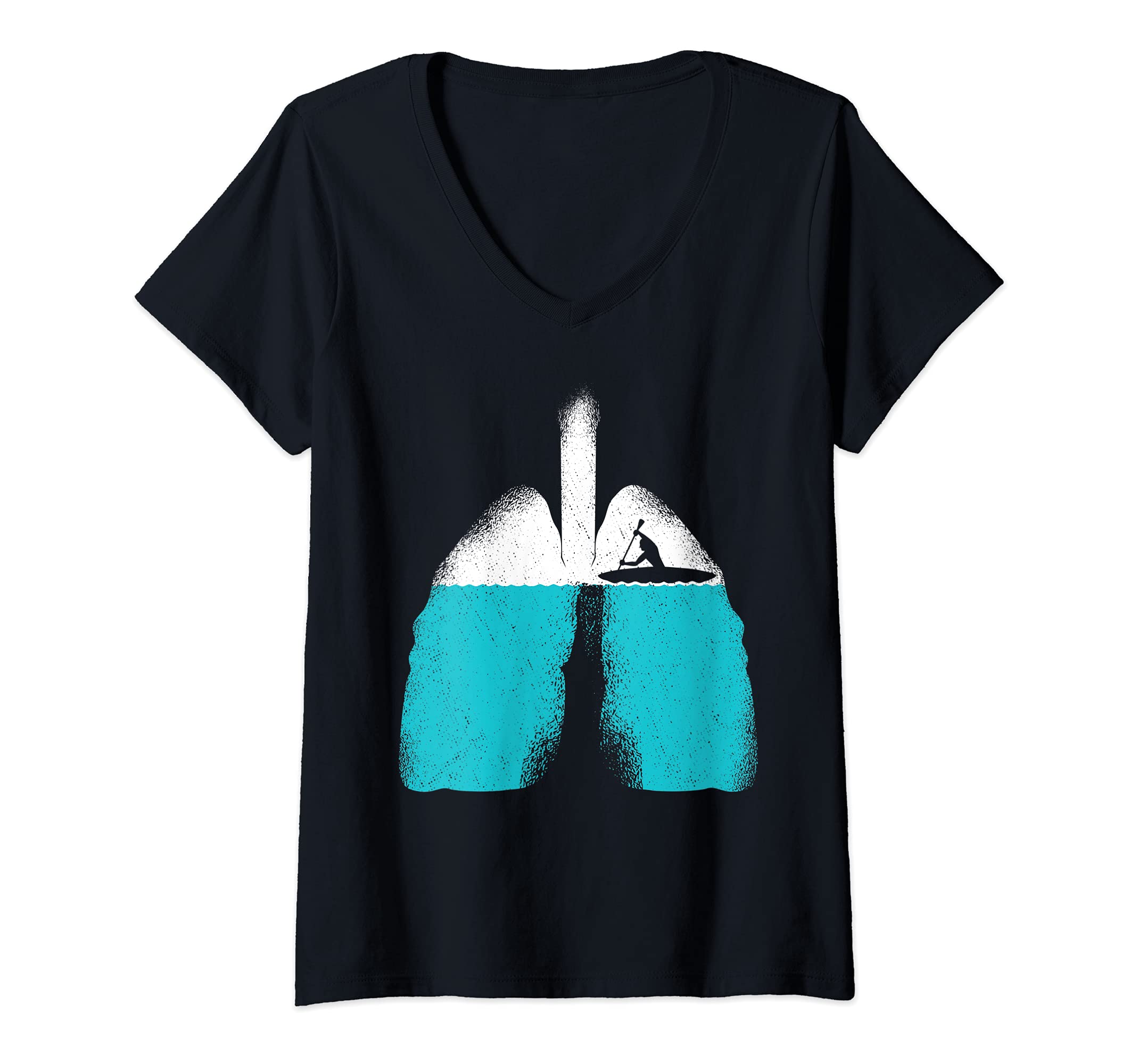 Womens Canoe Rowing Lungs Kayaking Paddling Water Sports Rower V-Neck T-Shirt