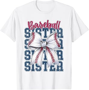 Baseball Sister Coquette Bow Biggest Fan Sport Lovers Girl T-Shirt
