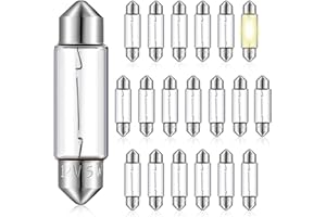LOYIM 20 Pcs Xenon Festoon Light Bulb Clear Double Ended Festoon Bulb Marine Festoon Bulb 12V Standard Miniature 6411 Bulb for Mantel, Shelves, Bookcase, Refrigerator, Car Tail Light, Dome Light (10W)
