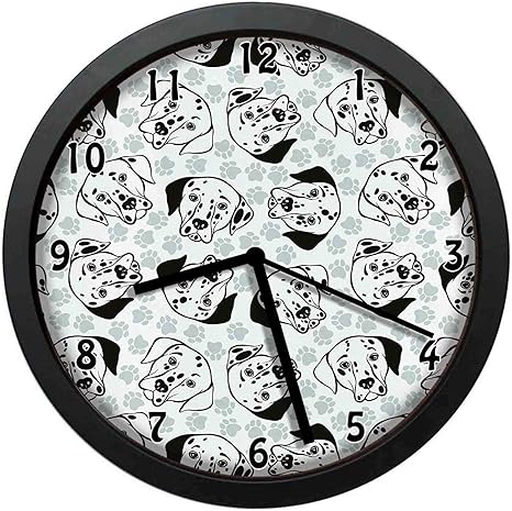 Amazon Co Jp 黒い斑点のある犬種顔シンプルかわいい足楽しいキャラクター友達ミュート 約25cm 10インチ 部屋 寝室 キッチン 壁掛け時計 ギフトに ホーム キッチン