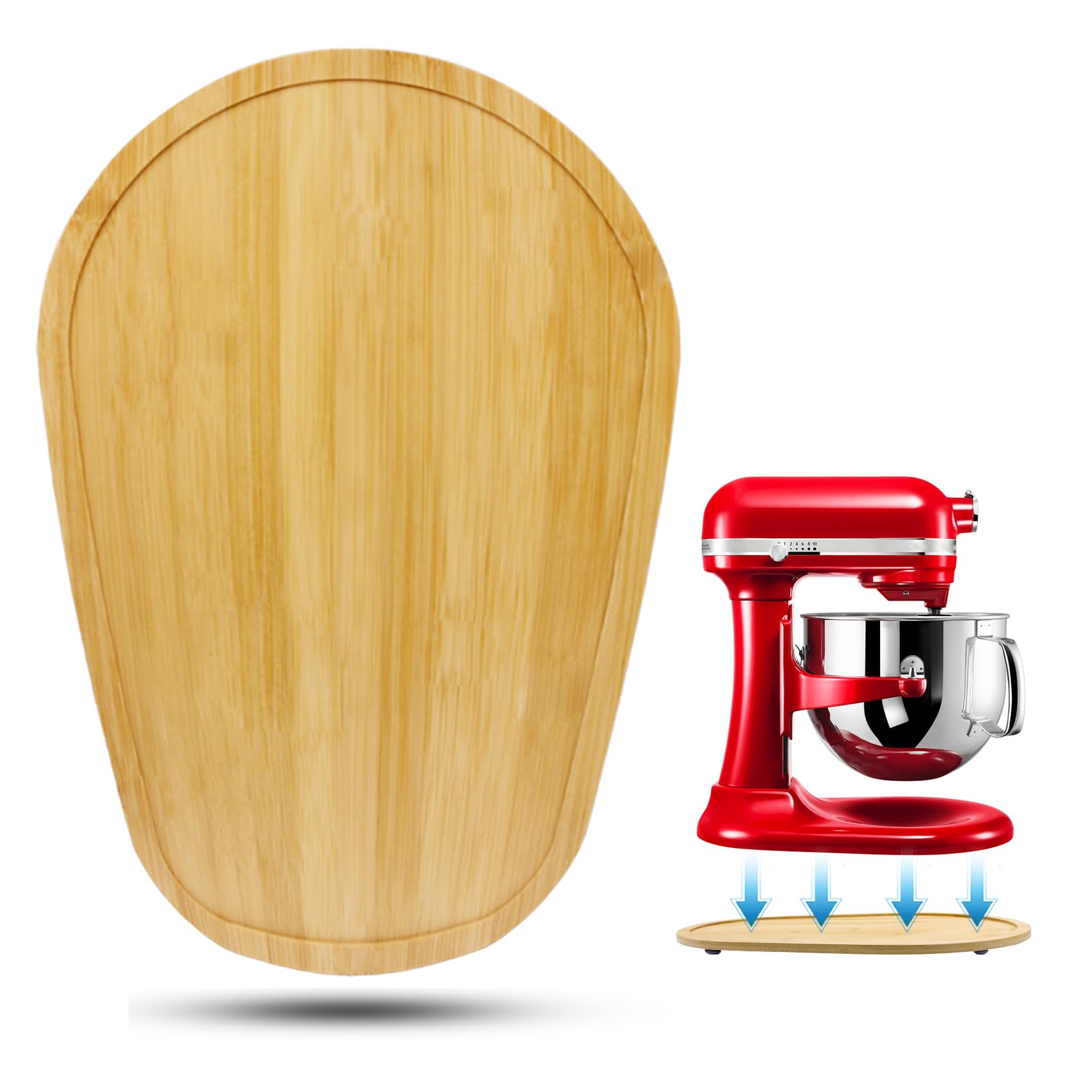 Bamboo Mixer Slider Compatible with Kitchen aid Bowl Lift 5-8 Qt Stand Mixer - Kitchen Countertop Storage Mover Sliding Caddy for Kitchen Aid 5-8 Qt Mixer