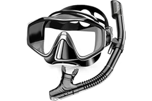 SEATHEWAY Snorkeling Gear for Adults,Dry-Top Snorkel Set with Tempered Glass,Anti-Fog & Anti-Leak Panoramic Swim Mask, Adjustable Snorkel Kit with Carry Bag for Scuba Diving, Swimming,Travel