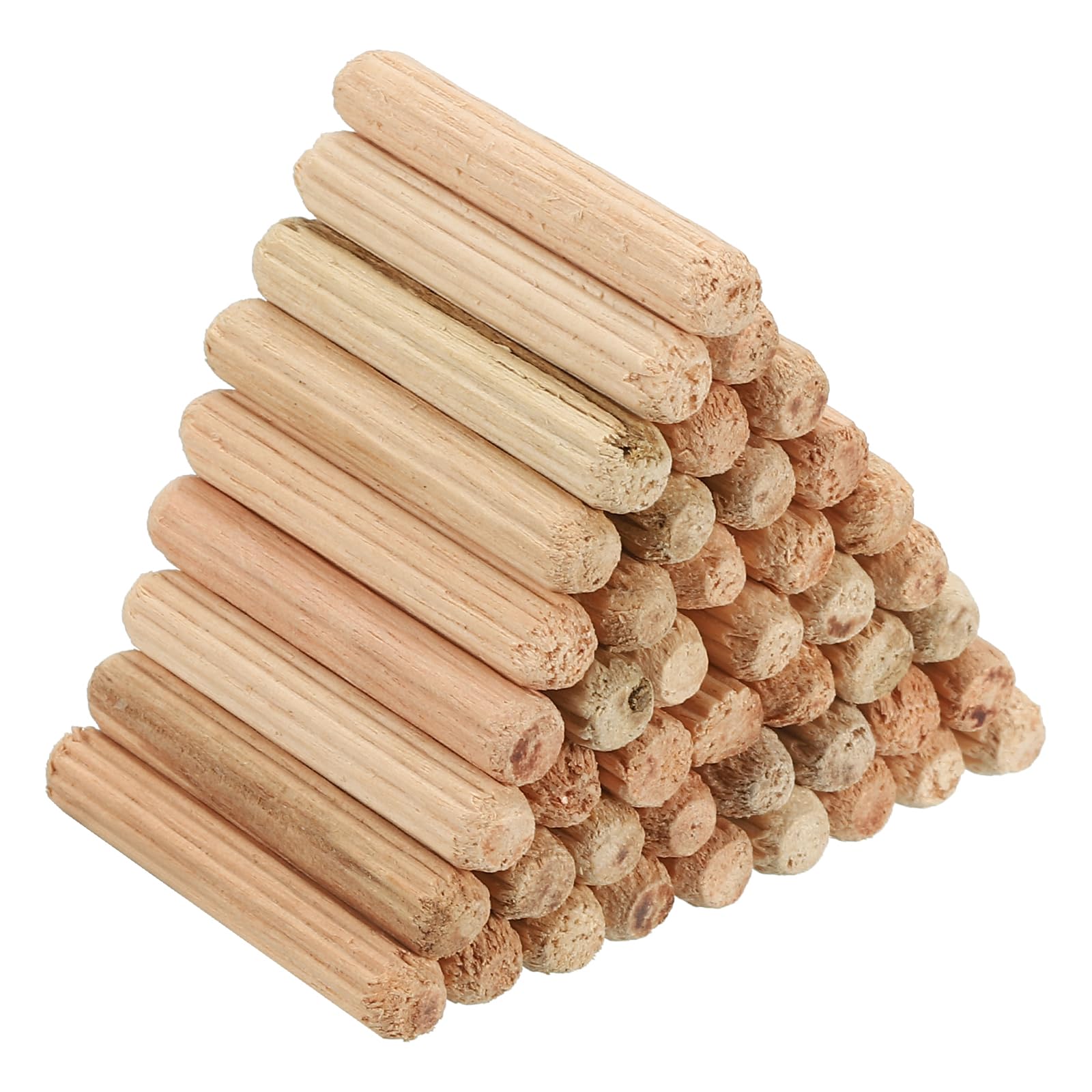 PATIKIL 3/16" x 1-5/32"(5 x 30mm) Wood Dowel Pins, 200 Pack Fluted Wooden Dowel Pin Straight Groove Rods for Furniture Door Art Crafts Projects