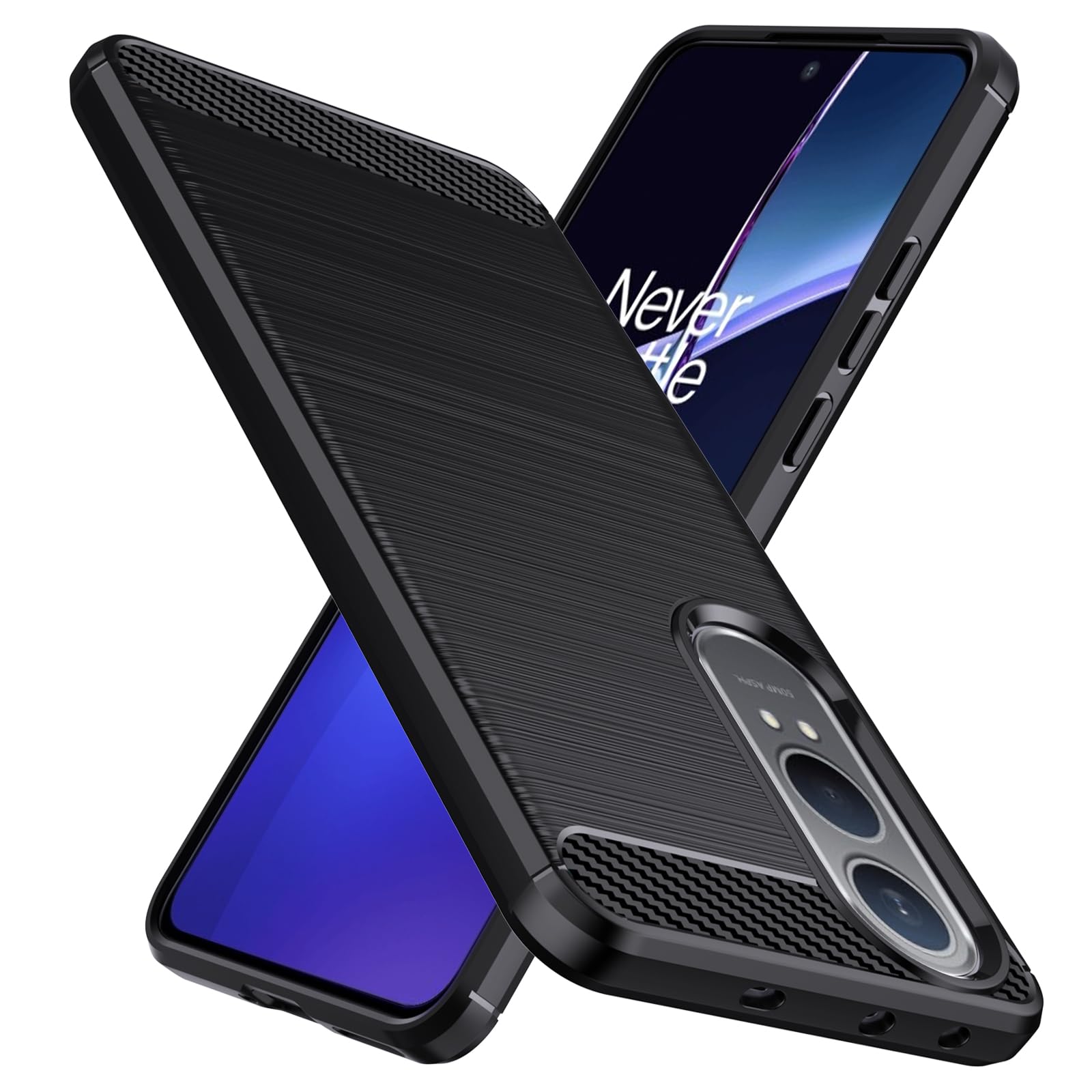 OnePlus Nord CE4 Lite 5G Case - Military-Grade Shockproof, Carbon Fiber Texture, Soft Flexible TPU Slim Cover, Black