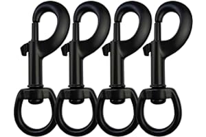 Garwor 3/4" Heavy Duty Swivel Snap Hooks Black Electrophoresis Coating, 4Pcs Dog Clips Trigger Snaps Dog Leash Hook Key Chain for Linking Pet Leash Flag Hooks
