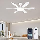 FUMLTP White Ceiling Fans with Lights, 51 Inch Ceiling Fan with Light and Remote Control, Reversible, 3CCT, Dimmable, Noiseless, LED Ceiling Fan for Bedroom, Living Room, Indoor/Outdoor Use