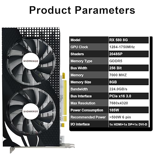 Radeon RX 580 8GB Graphics Card, 256Bit 2048SP GDDR5 AMD Video