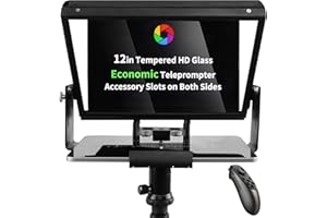 ILOKNZI Aluminum 12.1in Teleprompter for Camera, with Bluetooth Remote Control, Free APP and Carry Case, Compatible with iOS/Android Tablet