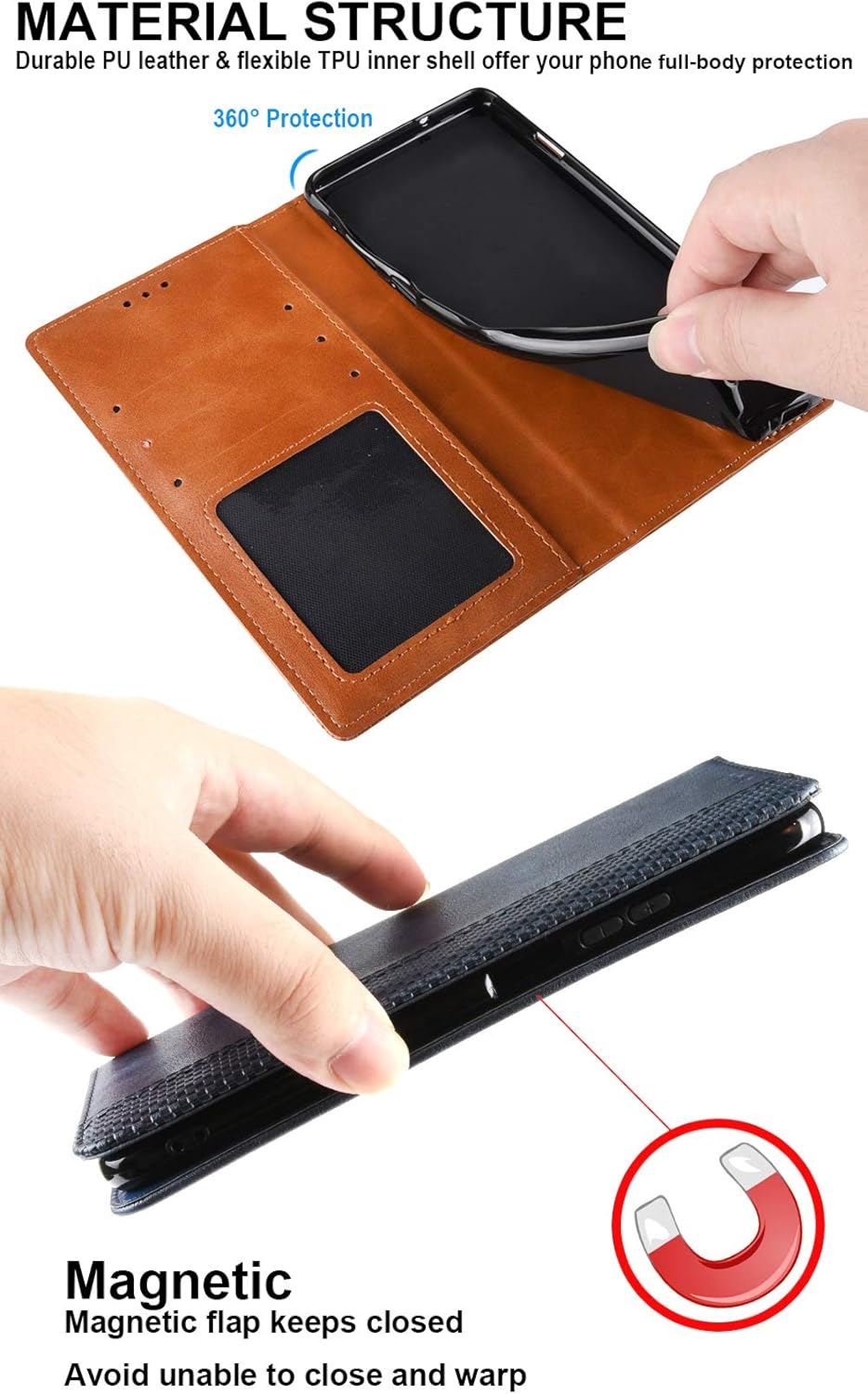 MingMing Wallet Case for Realme 7 Case, Retro Style Wallet Magnetic Cover with Credit Card Slots and Flip Stand - Image 5