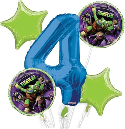 Amazon Com Ninja Turtles Balloon Bouquet 4th Birthday 5 Pcs