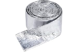 BuyUneed Car Aluminized Sleeving Heat Sheathing Roll - Heat Radiant and Prevent Vapor Lock Heat Shield for Brake Cable/Fuel Line/Spark Plug (1inch(I.D. Wide) - 126'')