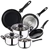San-Ignacio-PK329-Set-Juego-de-Tres-sartenes-Bateria-de-Cocina-5-Piezas-Cromado