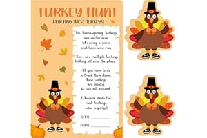 COCHIE Thanksgiving Games for Family Adults Office Large Groups Party, Turkey Hunt Game, Fall Families Classroom Activities with 50 Paper Turkeys - 25 Players (Turkey Hunt)